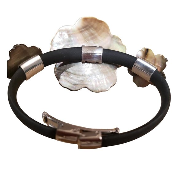 Natural Mother of Pearl Hand Carved Shells & Pearls Flower Bracelet - Vintage - Picture 6 of 10